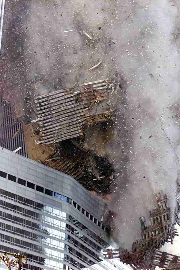 World Trade Center Raining Debris on 9/11